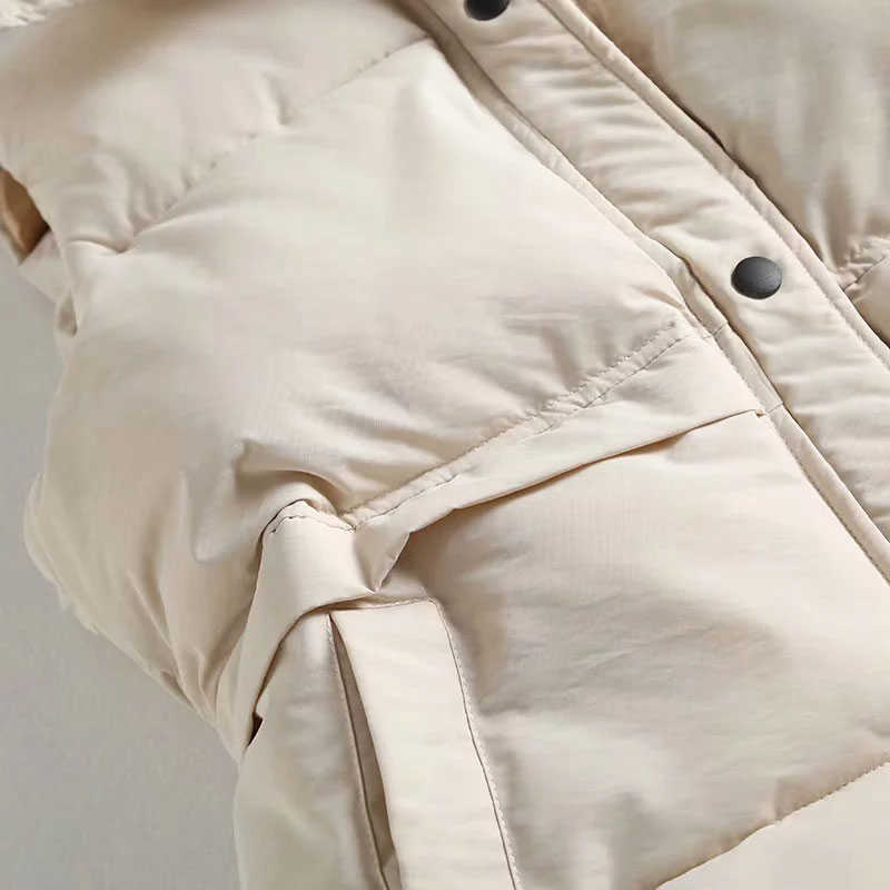 Autumn Winter Women Down Jacket Solid Loose Stand Collar Vest Windproof Warm Waistcoat Parka Ladies Button Chic Coat 211018