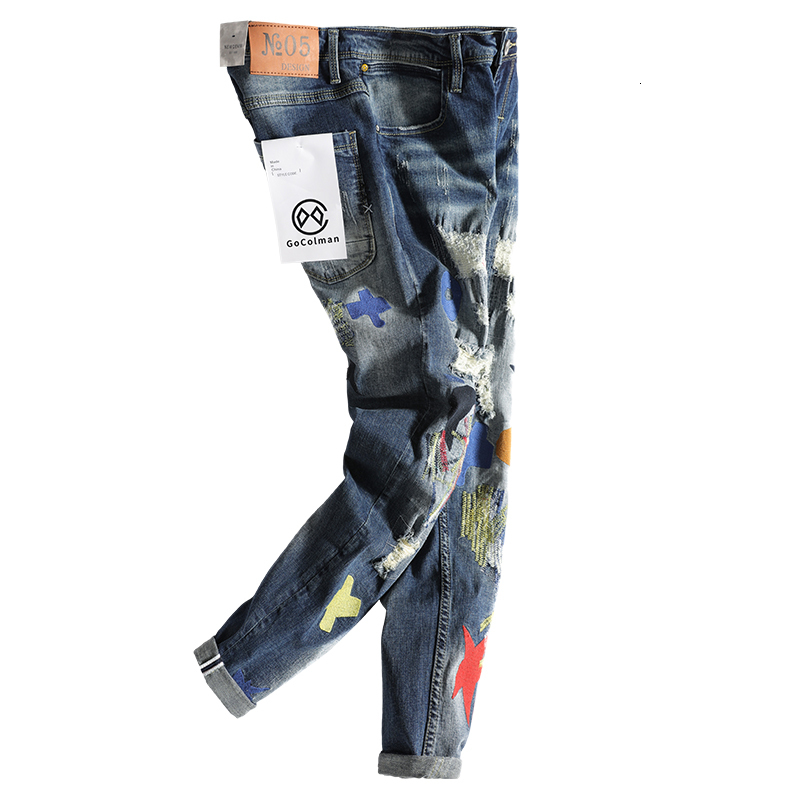 2021 New Fashion Streetwear Men Jeans Retro Blue Elastic Cotton Ripped Denim Punk Trousers Slim Fit Embroidery Designer Hip Hop Pants U9c1
2021 New Fashion Streetwear Men Jeans Retro Blue Elastic Cotton Ripped Denim Punk Trousers Slim Fit Embroidery Designer Hip Hop Pants U9c1