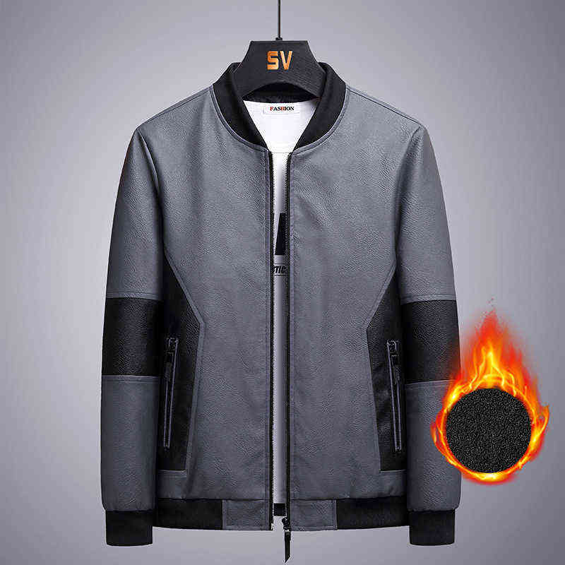 Leather Jacket Men Winter Fleece Fashion Business Casual Motorcycle Jacket Autumn Winter Windproof Black Coats Male 6XL 7XL 8XL 211111