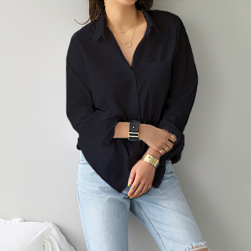 RICORIT Spring Shirt Women Shirt White Shirts Blouse Female Blouse One Pocket Long Sleeve Lapel OL Style Women Loose Blouses Top 210225
