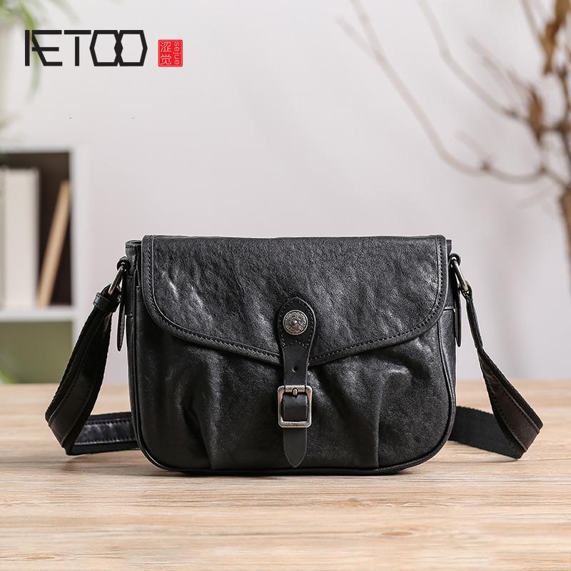 HBP AETOO Leather Men's One-shoulder Bag, Soft Leather Horizontal Men's Bag, Vintage Head-layer Leather Diagonal Cross Bag
