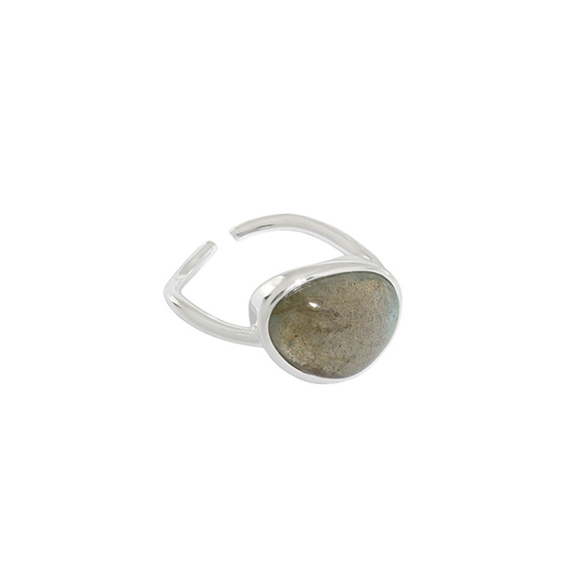 100% 925 Sterling Silver Moon Stone Crystal Rings For Women New Irregular Adjustable Statement Ring Birthday Gifts