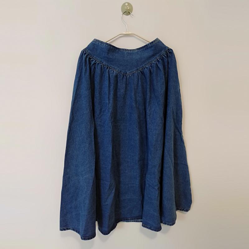 Skirts Women Maxi Blue Denim Skirt Pleated 2021 Autumn Winter Spring Slim Waist Long Jeans Casual Solid Office Ladies