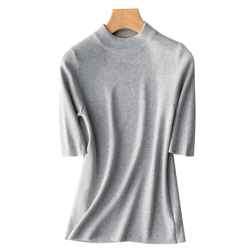 HWLZLTZHT Women's Cashmere Turtleneck Short Sleeve Knitted Pullover Tee Base T Wool Cashmere Sweater Plus Size Women Jumper 210306