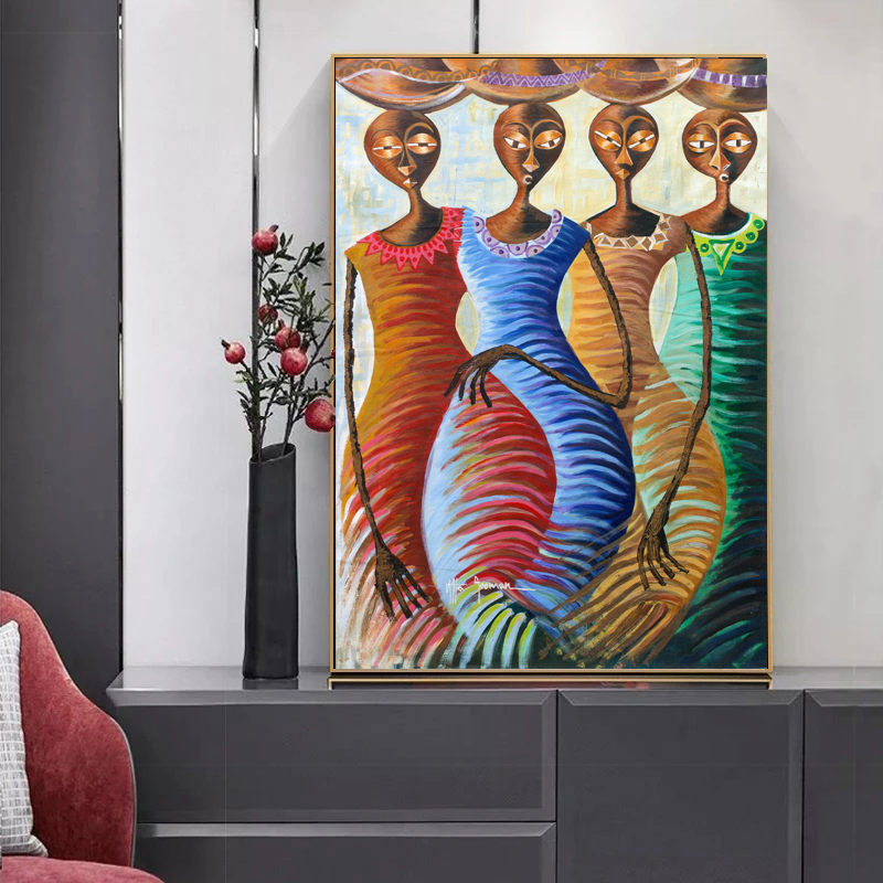 Abstract African Woman Posters And Prints Graffiti Art Canvas Painting Wall Art Pictures For Living Room Indoor Decorations