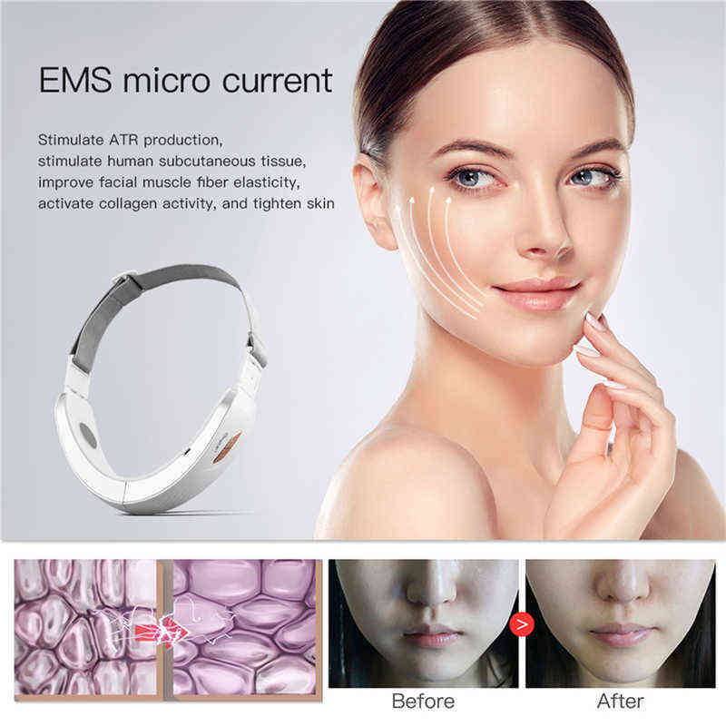 NXY Face Care Devices Ckeyin Facial Massager Double Chin Removal Face Lifting Belt Vibration Machine Led Photon Therapy Tighting Slimming Reducer 0222