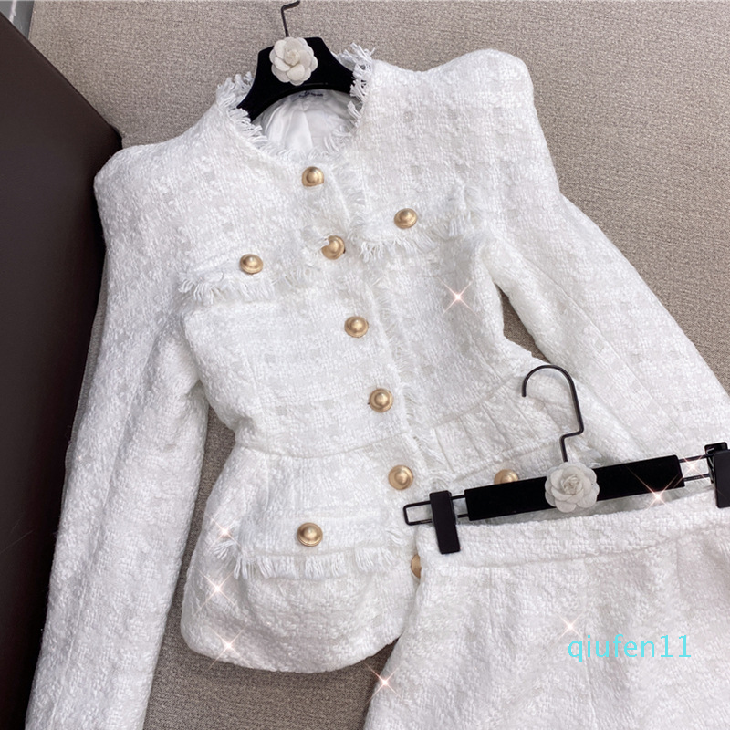 Fashion Personality Top Quality Original Design Women's Jacket Two-piece Bright silk Tweed Coat Fringe Yarn with Shorts