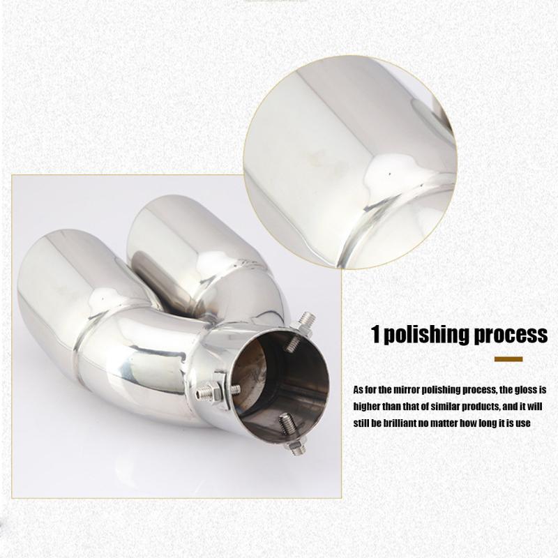 Manifold & Parts Car Bent Dual Exhaust Tip 3 Inch ID Inlet Rolled Edge Slant Cut Stainless Steel Square End One Change Two Double