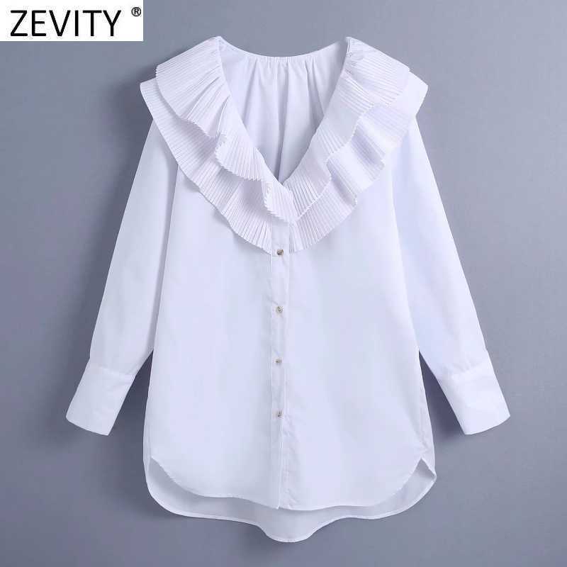 Zevity Women Fashion V Neck Press Pleated Ruffles Casual Loose White Smock Blouse Office Lady Shirt Chic Blusas Tops LS7641 210603, As pic ls7641bb
Zevity Women Fashion V Neck Press Pleated Ruffles Casual Loose White Smock Blouse Office Lady Shirt Chic Blusas Tops LS7641 210603, As pic ls7641bb