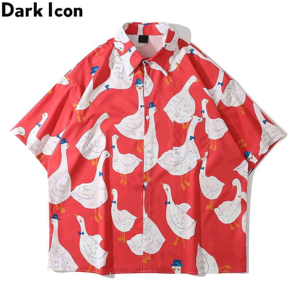 Dark Icon Full Prined Oversized Men's Shirt Short Sleeve Summer Streetwear Shirts for Men 210721, Red 
Dark Icon Full Prined Oversized Men's Shirt Short Sleeve Summer Streetwear Shirts for Men 210721, Red