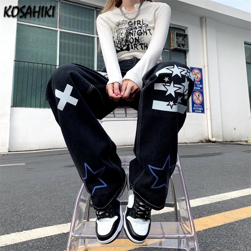 Women's Jeans KOSAHIKI Vintage Streetwear Letters Print High Waist Straight Washed Goth Baggy Women Clothes Autumn Boyfriend Denim Pants, Blue
Women's Jeans KOSAHIKI Vintage Streetwear Letters Print High Waist Straight Washed Goth Baggy Women Clothes Autumn Boyfriend Denim Pants, Blue