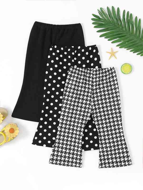 Baby 3pcs Polka Dot & Houndstooth Flare Leg Pants SHE
