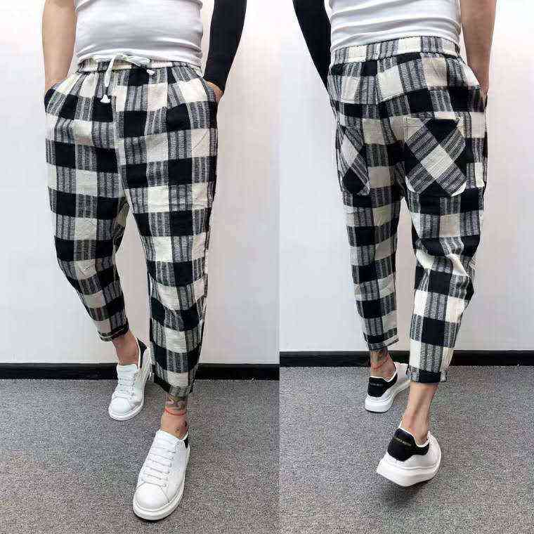 Idopy Fashion Mens Trend Stretchy Harem Jeans Drawstring Comfy Striped Comfortable Cuffed Trousers Joggers For Male 211111
