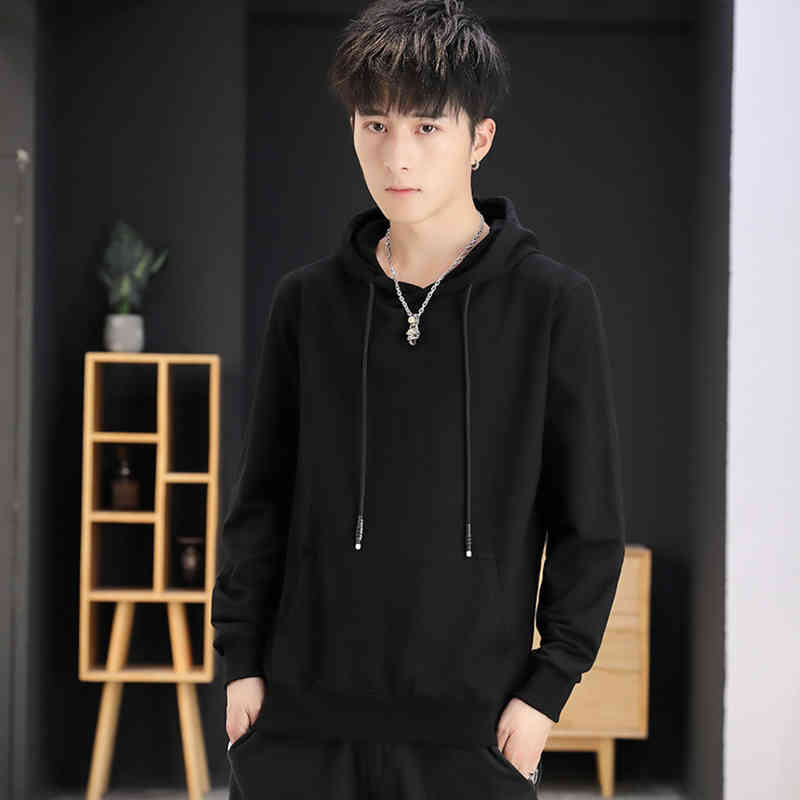 2019 new Hooded Sweater solid color pure cotton Korean long sve autumn Hoodie trend loose men's coat multicolor, Black
2019 new Hooded Sweater solid color pure cotton Korean long sve autumn Hoodie trend loose men's coat multicolor, Black