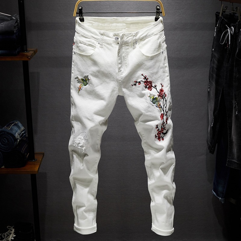 2021 New Brand Fashion Designer Ny Men's Embroidered Elastic Hole Denim Pants White Black Blue Men Slim Jeans -38 Ps48
2021 New Brand Fashion Designer Ny Men's Embroidered Elastic Hole Denim Pants White Black Blue Men Slim Jeans -38 Ps48