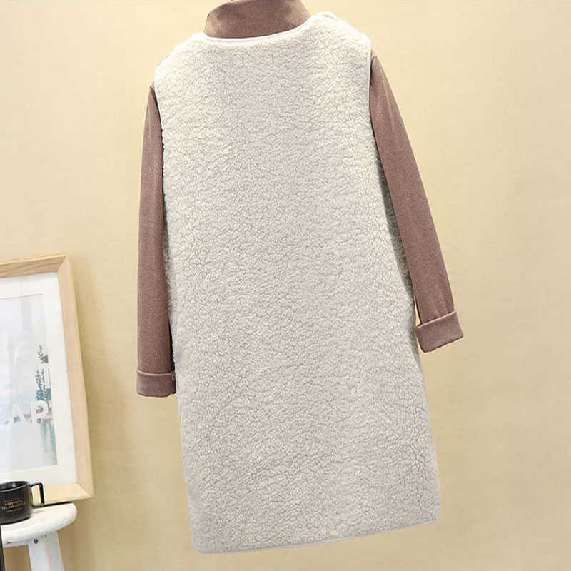 Autumn Long Vest Women Winter Thermal Waistcoat Warm Fleece Female Sleeveless Jacket Ladies s For 210819