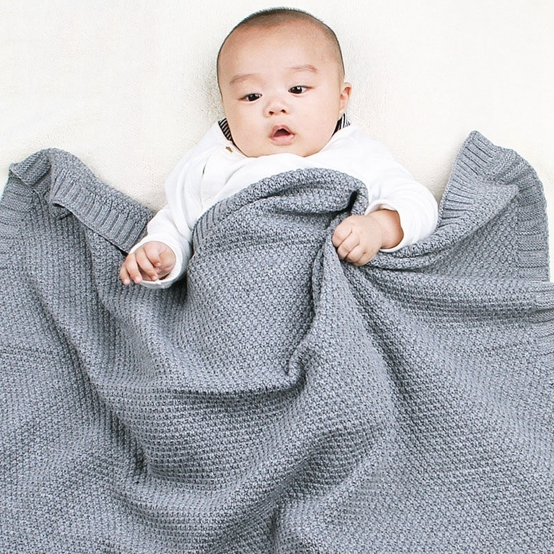 MOTOHOOD Kids Casual Blankets Knitted Newborn Swaddle Wrap Soft Toddler Sofa Crib Quilt Baby Stroller Blanket 210309