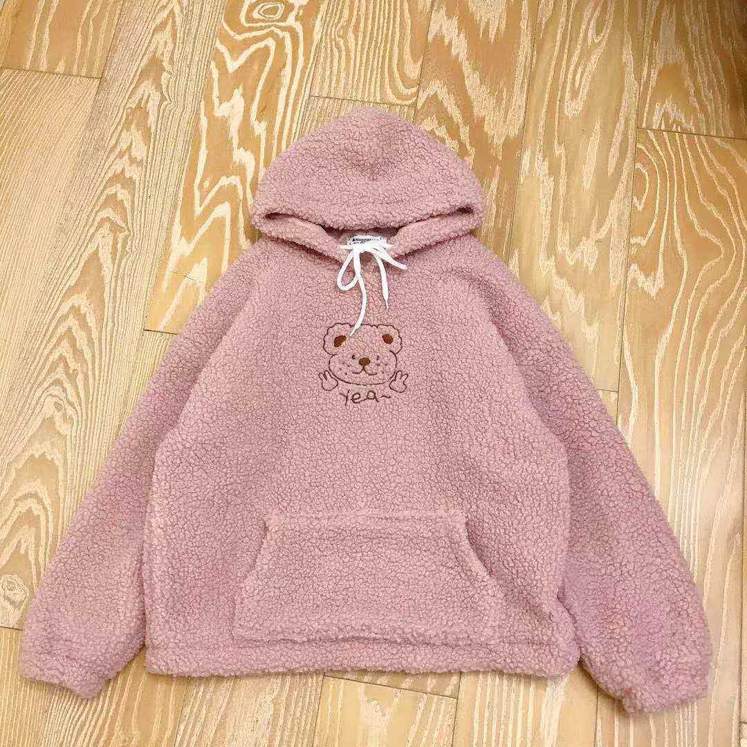 Deeptown kawaii hoodies women winter fashion embroidery pullover long sleeve cute Tops loose Casual women sweatshirt 210602