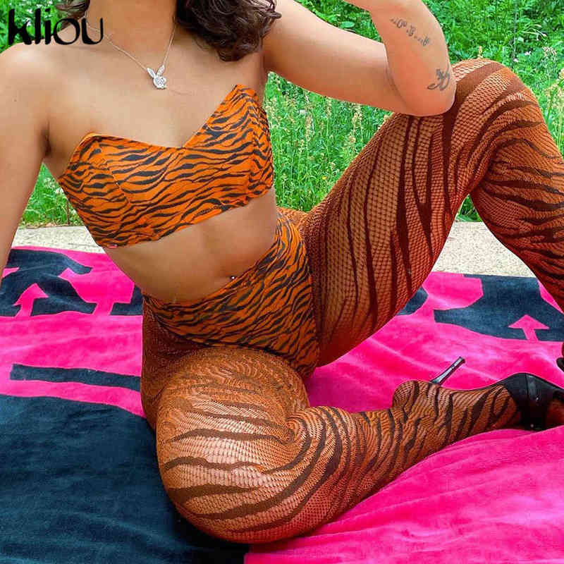Kliou Vintage Mesh Foot Pants Leggings For Women Hipster Medium Waist Stretchy Seamless Body-Shaping Streetwear Female Trousers 211204