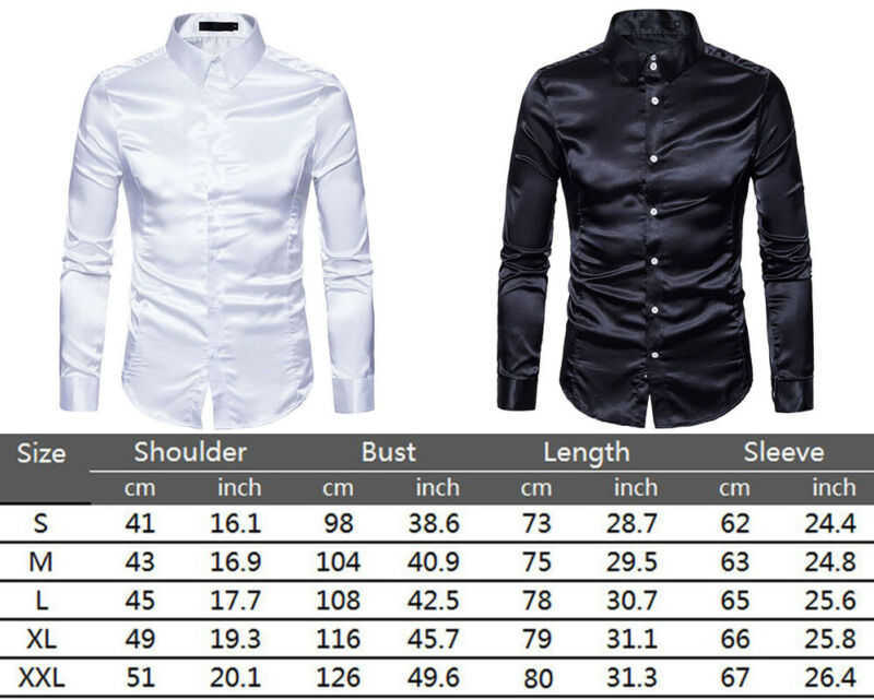 Silk Shirt Men Satin Smooth Men Solid Tuxedo Business Shirt For Men Casual Slim Fit Shiny Gold Wedding Dress Shirts 210708