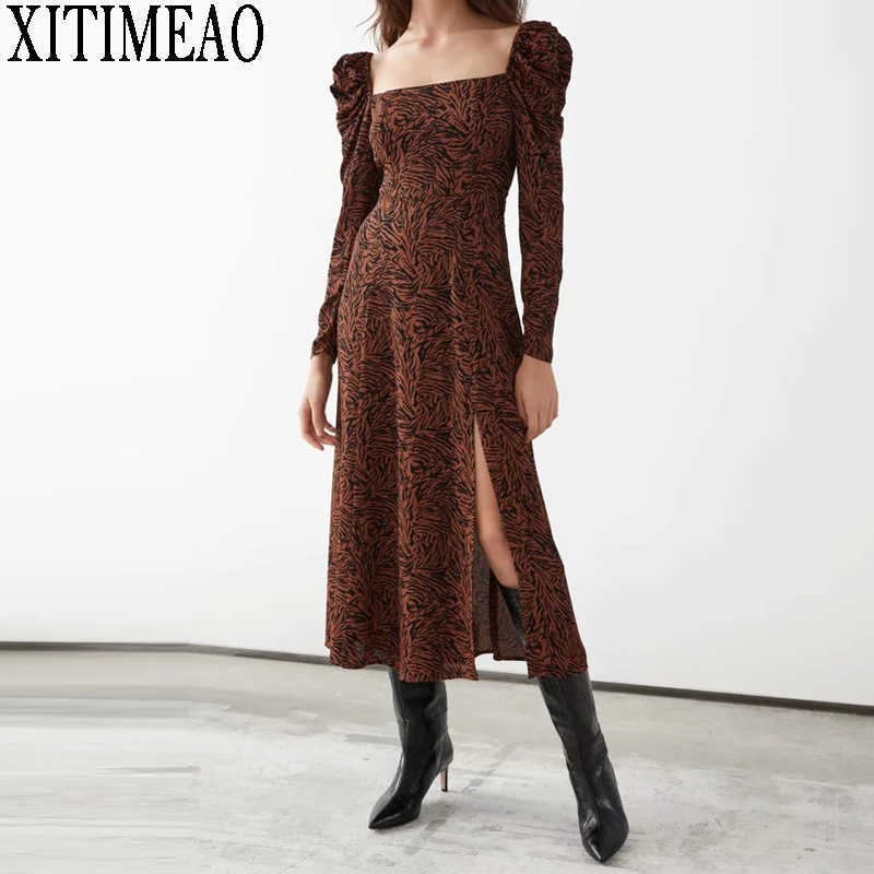 ZA Autumn Women Printed Dress Long Sleeve Square Neck High Waist Slim Sexy Slit Length Party Female Fashion Wear 210604, As picture
ZA Autumn Women Printed Dress Long Sleeve Square Neck High Waist Slim Sexy Slit Length Party Female Fashion Wear 210604, As picture