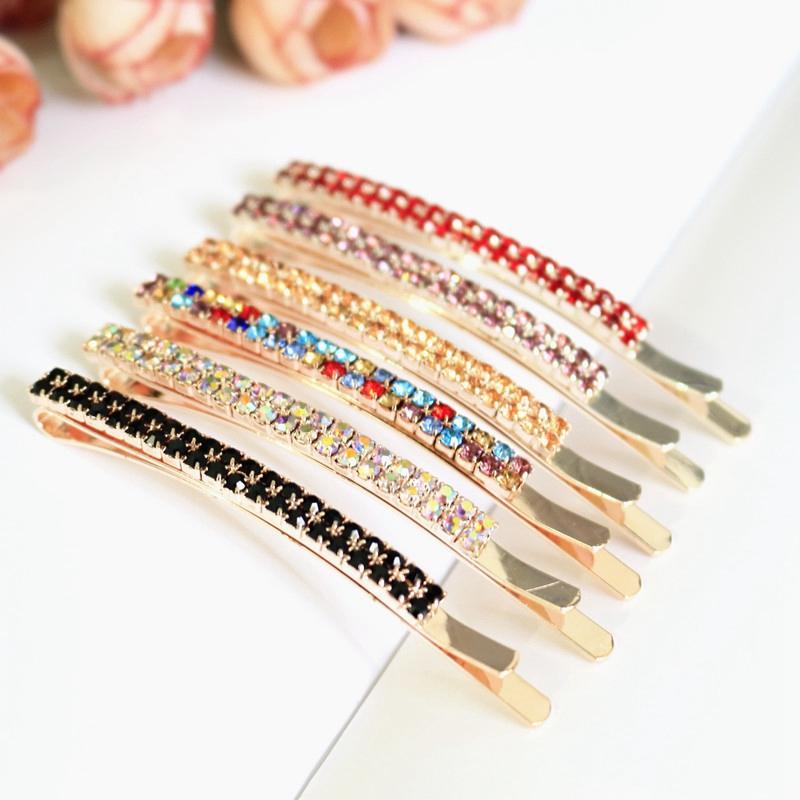 Girl Crystal Rhinestone Hair Clips Lady Women Barrette Colored Blue Red Diamond Hairpin BB Clips Headdress Hairs Accessories