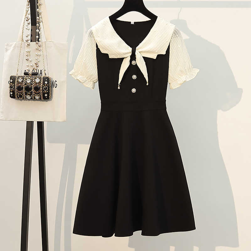 plus size office ladies short sleeve dresses women o neck high waist elegant vintage patchwork A-line dresses women vestidos 210604, Black
plus size office ladies short sleeve dresses women o neck high waist elegant vintage patchwork A-line dresses women vestidos 210604, Black