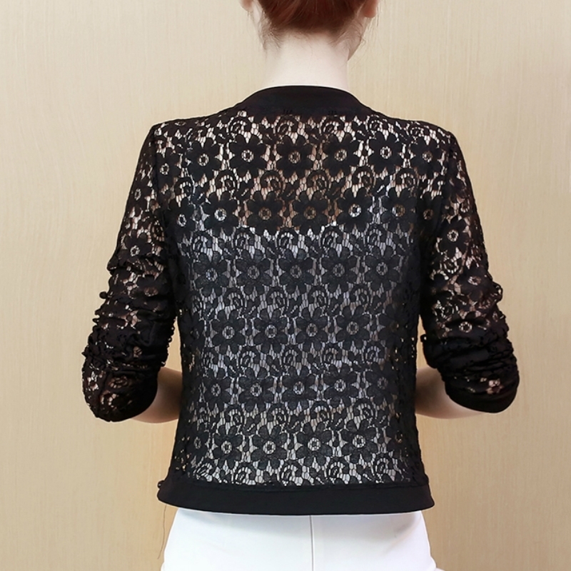 womens jackets and coats long sleeve beading hollow lace women jacket chaquetas mujer casaco feminino jacket women T200319