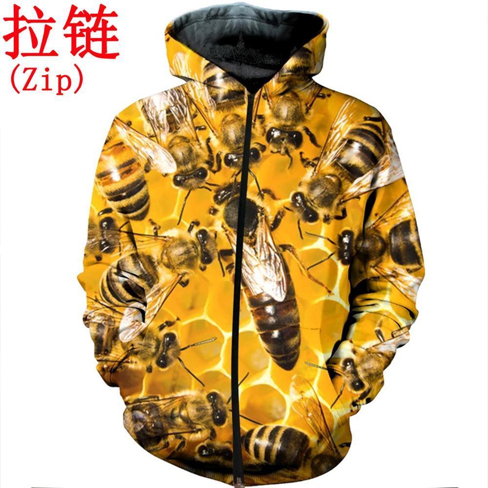 3D Printed Bee Keeper Hoodie and Sweatshirt Pure Raw Honey Harajuku Fashion Men hoodies Unisex Casual Jacket pullover DW0003 201020