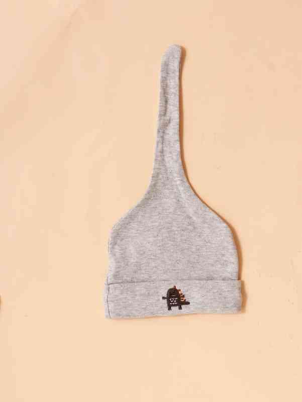 3pcs Baby Striped Print Embroidery Detail Hat SHE