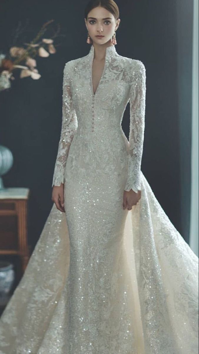 Elegant Mermaid Bridal Gowns High Neck Long Sleeves Custom Made Applique Race Wedding Dresses Court Train Satin Ruched Tulle Beach Vestido De Noiva