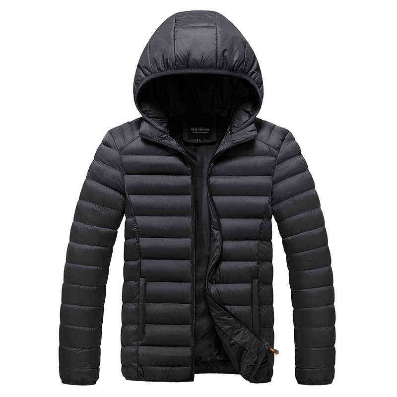 Men Winter Casual Warm Thick Waterproof Jacket Parkas Outwear Fashion Pockets Windproof Hat Parka 211110