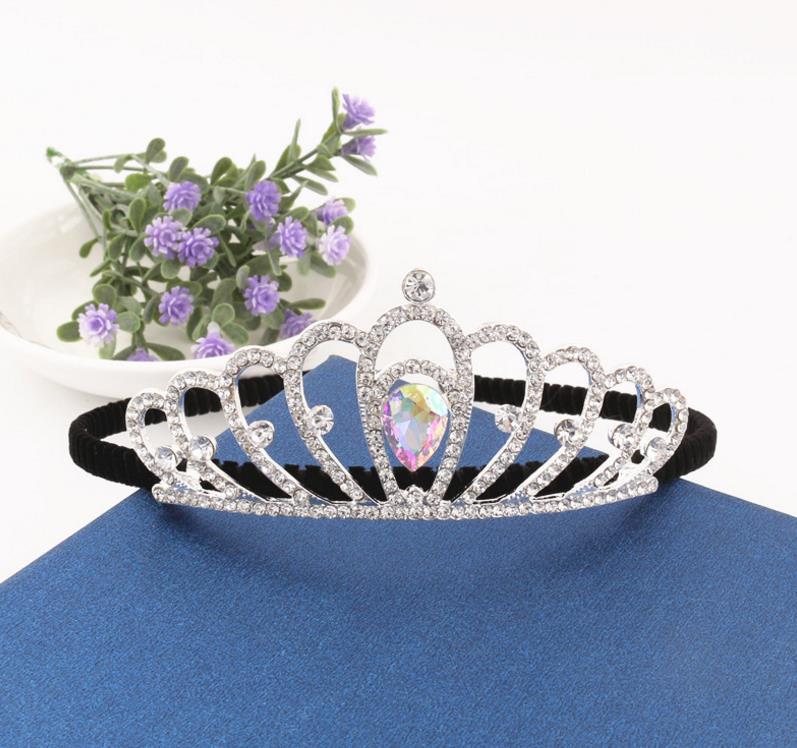 Kids Crystal Crowns Girl Rhinestone Tiaras with Hair Sticks Headband Birthday Party Christmas Halloween Props