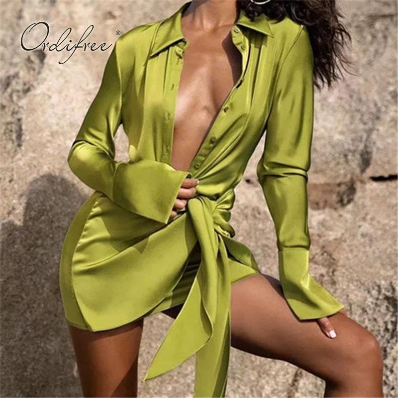 Casual Dresses Ordifree 2022 Spring Women Satin Mini Dress Long Sleeve Single Breasted Bow Green Lace Up Sexy Short, Black;gray
Casual Dresses Ordifree 2022 Spring Women Satin Mini Dress Long Sleeve Single Breasted Bow Green Lace Up Sexy Short, Black;gray