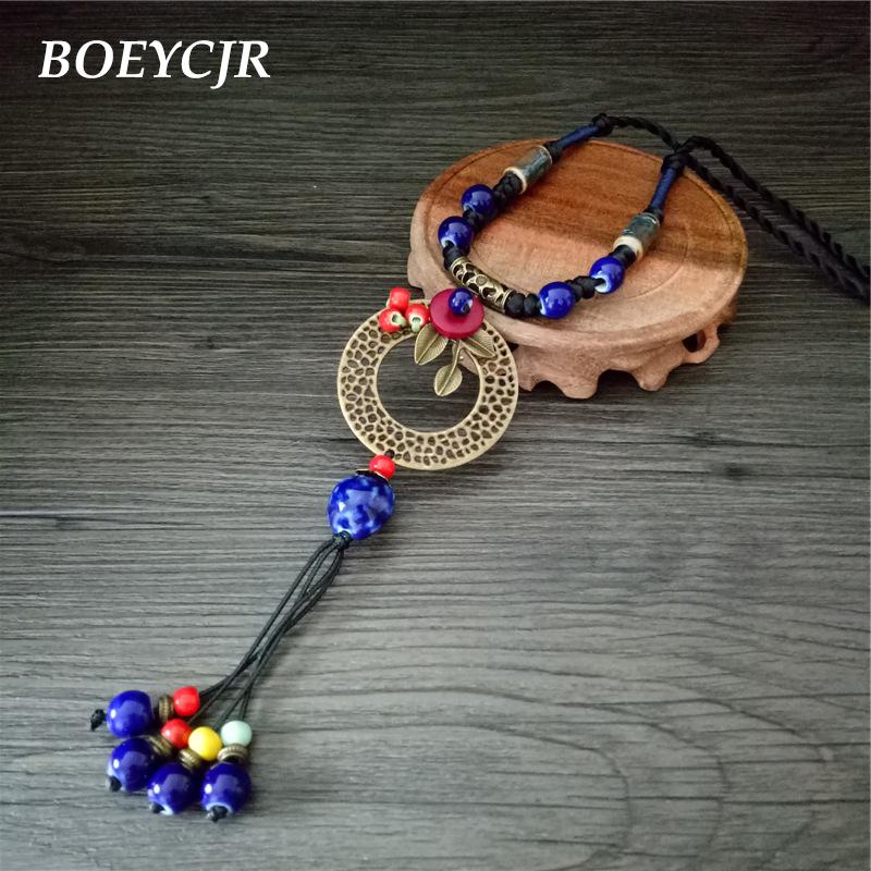 Pendant Necklaces BOEYCJR Ethnic Copper Alloy Ceramic Beads Statement Necklace Chain Handmade Tassel For Women Christmas
Pendant Necklaces BOEYCJR Ethnic Copper Alloy Ceramic Beads Statement Necklace Chain Handmade Tassel For Women Christmas