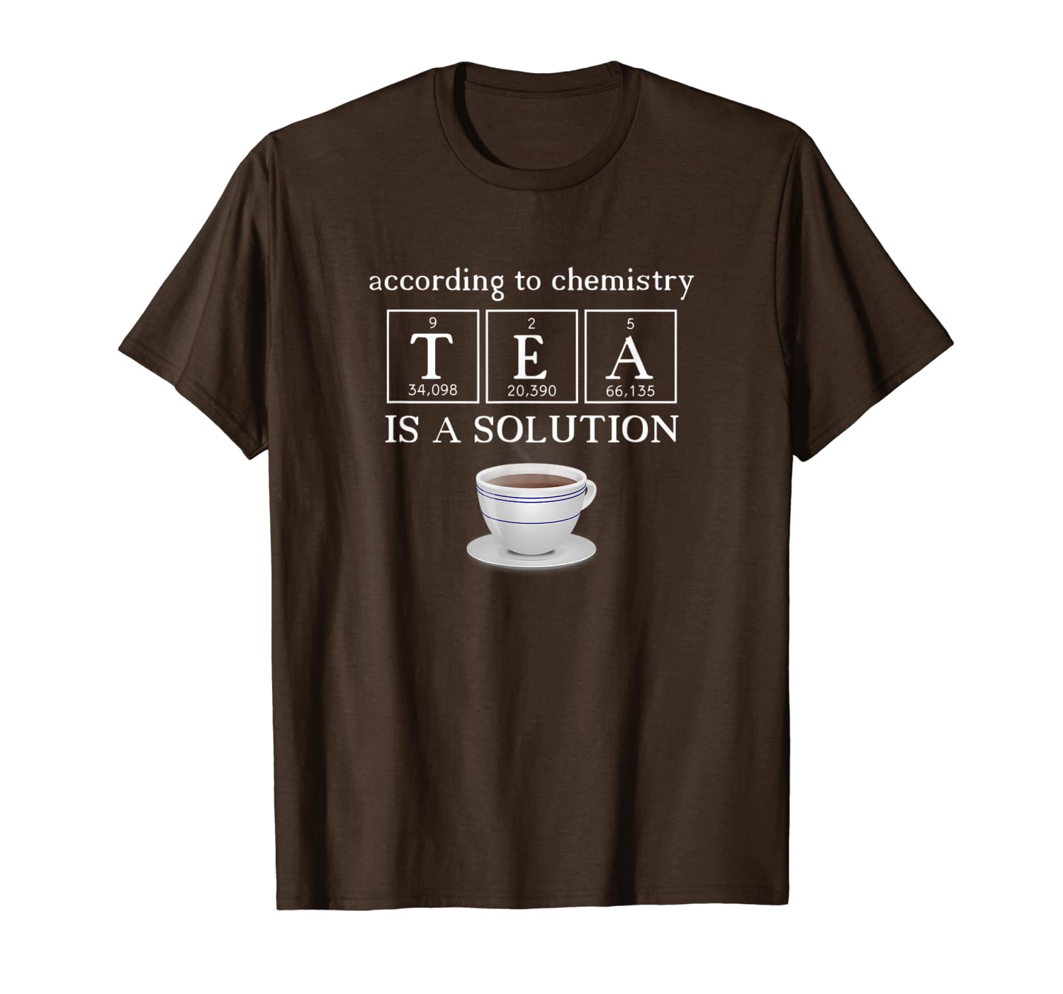 teacup and tea chemistry solution t-shirt, White;black
teacup and tea chemistry solution t-shirt, White;black
