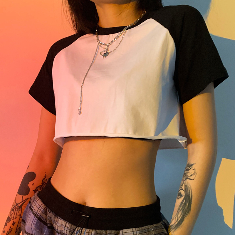 Rockmore 100%Cotton Black T shirt Women Short Sleeve Casual Printed Korean Tshirts Female Harajuku Womens Crop Tops Tees Summer 210306
