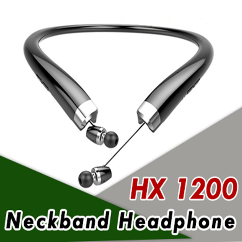 

HX1200 Bluetooth Earphones Black Headset Retractable Earbuds Long Standby Wireless Headphones CSR 4.1 Neckband Sports Earphone Headsets with Mic Hard Retail Box, Gold