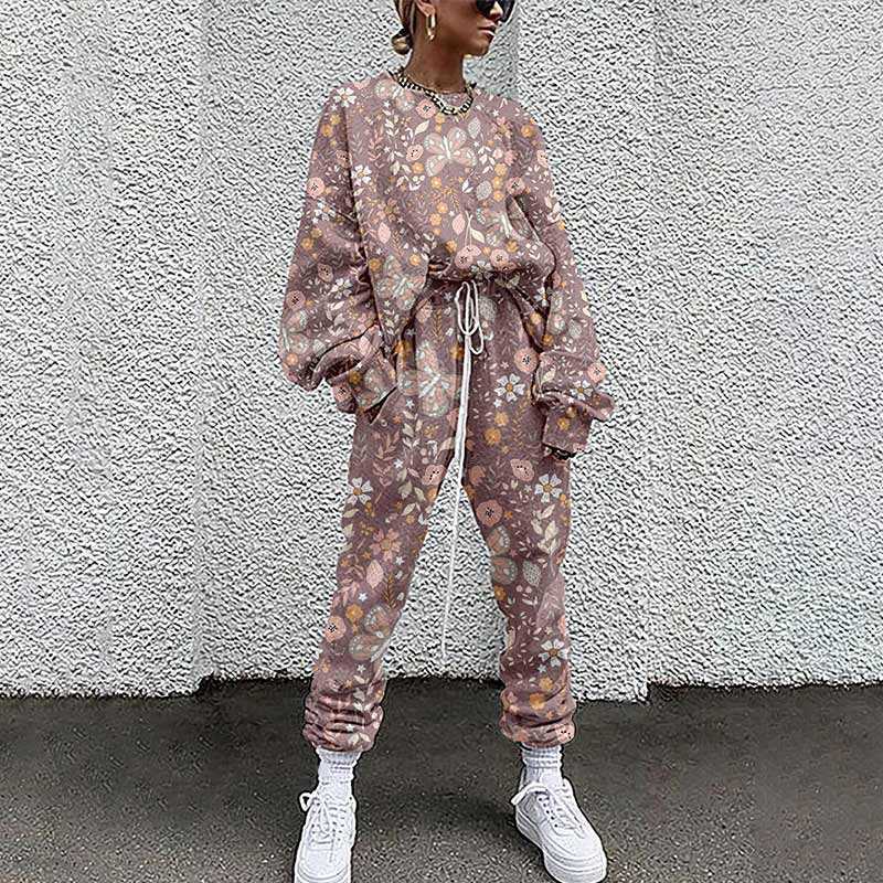 Autumn Sets For Women Fashion Pullover Top + Long Pants Sports Suit Casual Female Streetwear Sweatshirt Outfit 210709