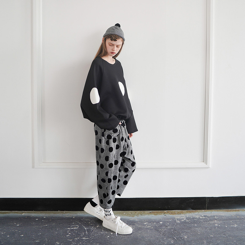 Black hoodies imakokoni original women's polka dot loose wild casual jacket spring 182307 201217