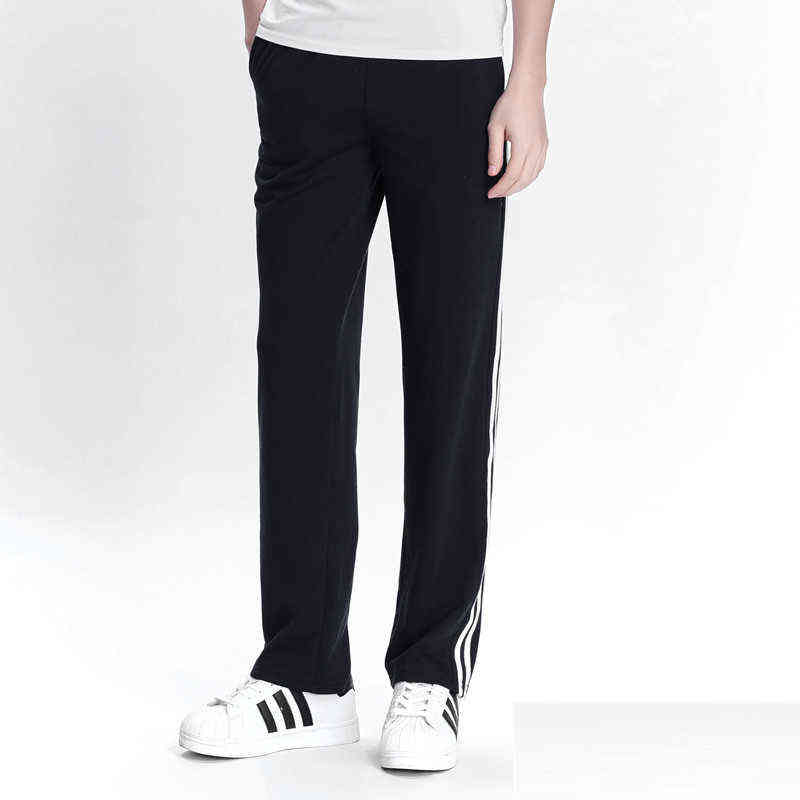 Spring Summer Men's Casual Sweatpants Men Basic Trousers Tracksuit Side Stripe Slim Breathable Sportswear Track Pants 211112