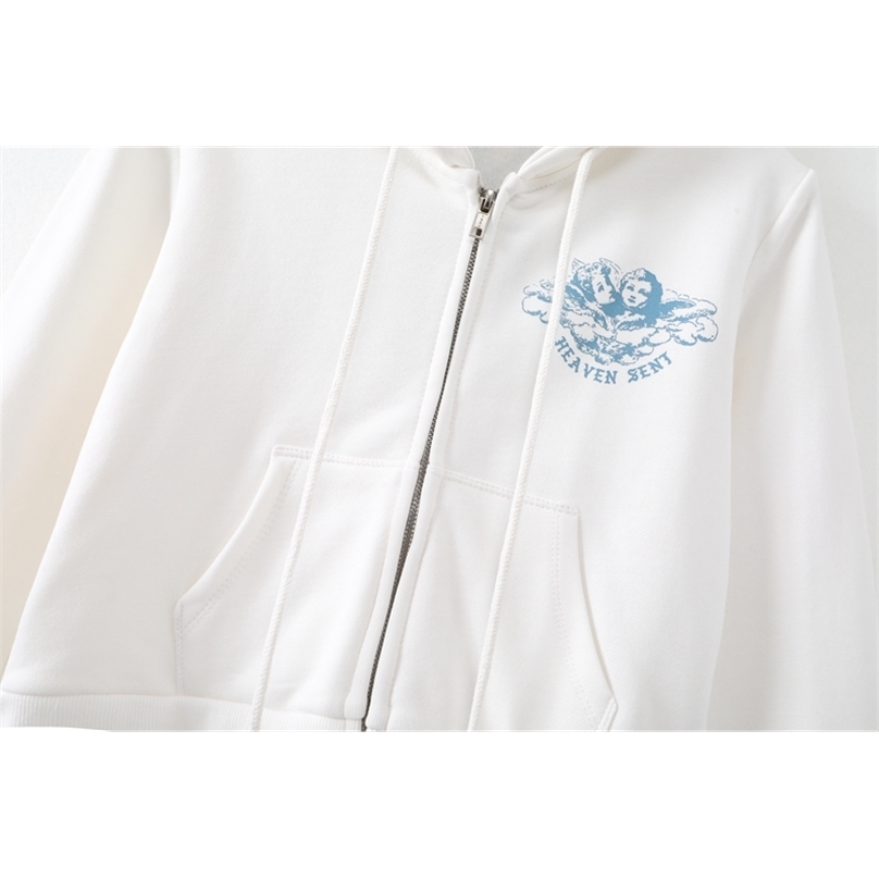 Stylish girls elegant white hoodies autumn fashion ladies streetwear short sweatshirts female cute outfit casual women chic 201216