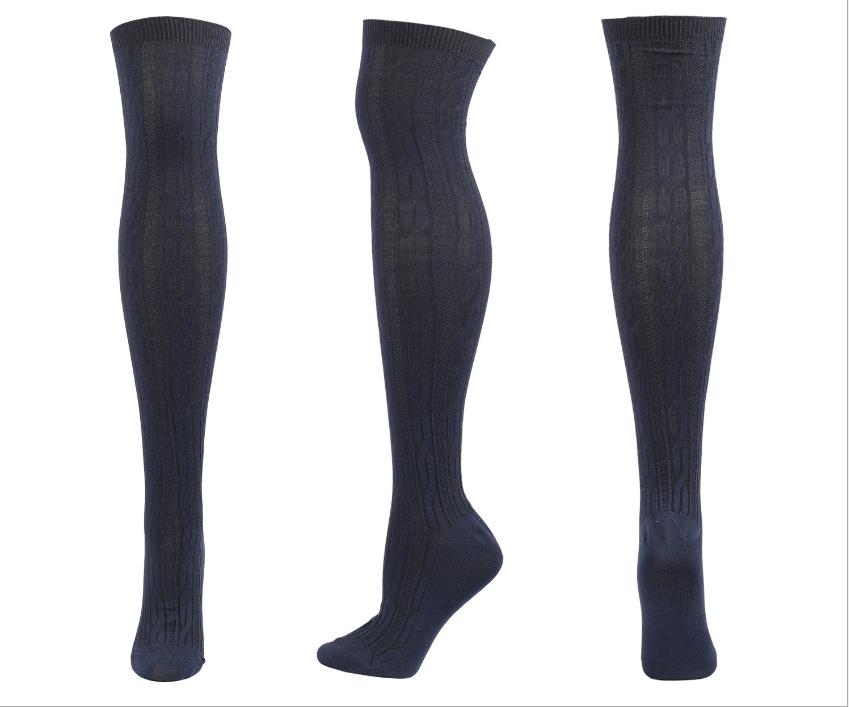 Women's Cable Knit Thigh High Socks Extra Long Winter Top Over The Knee Boot Stockings Leg Warmers Grey Black White Navy Coffee