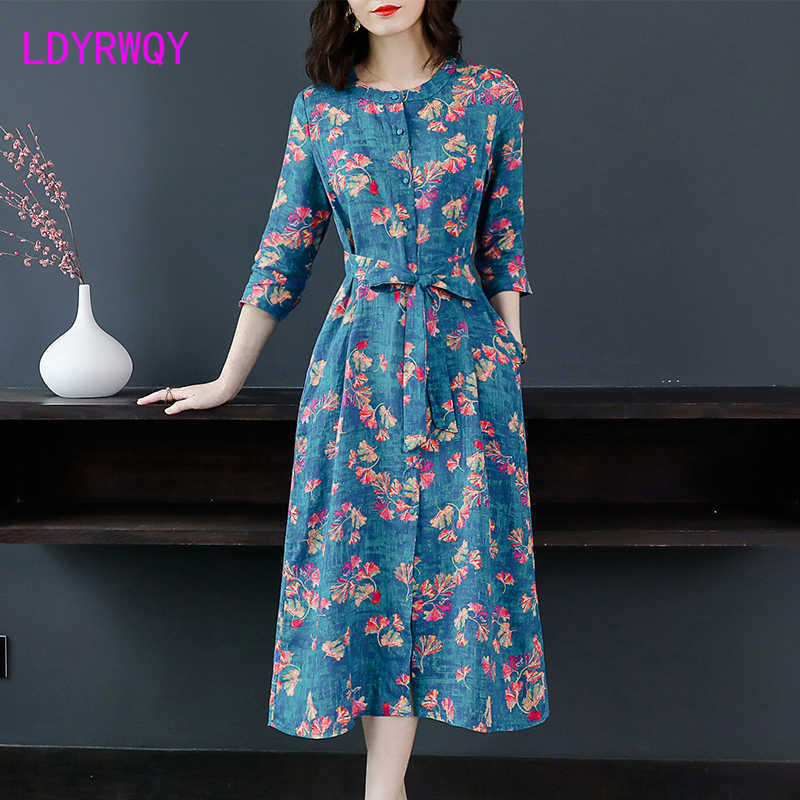 Hemp cropped sleeve dress summer literary loose waistband lace split floral Office Lady Polyester 210603, Clear
Hemp cropped sleeve dress summer literary loose waistband lace split floral Office Lady Polyester 210603, Clear