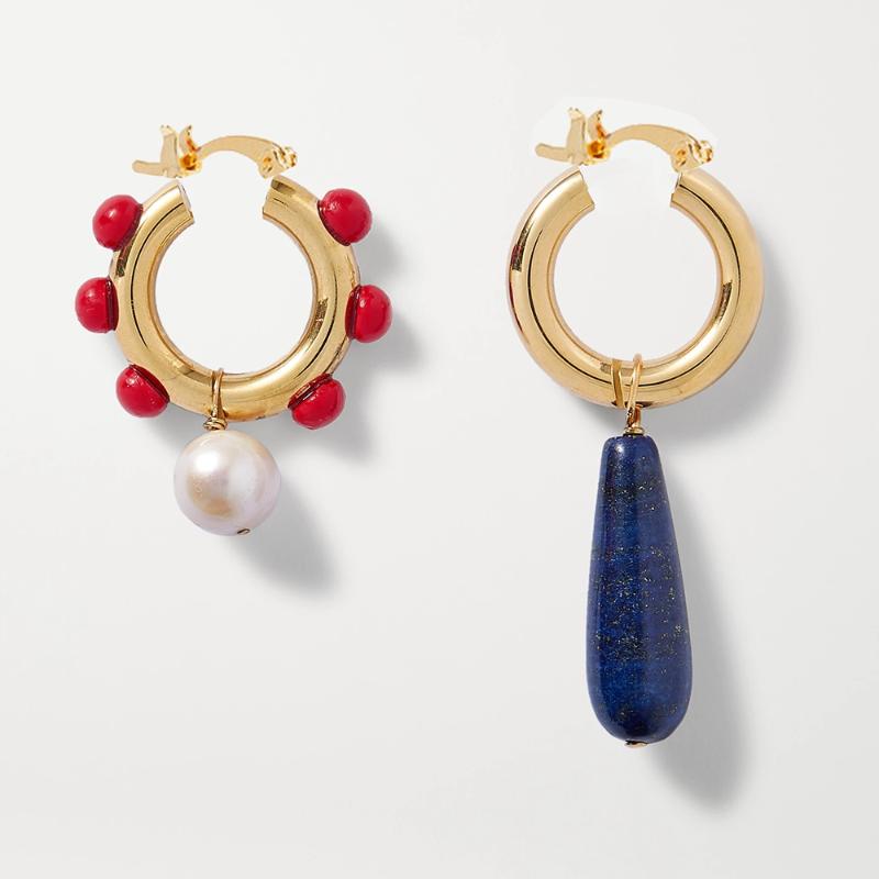 Dangle & Chandelier Timeless Pearly Women's Metallic Thick Hoop Earring Different Pendants Drop Natural Stone Asymmetrical Lady Quartzs, Silver
Dangle & Chandelier Timeless Pearly Women's Metallic Thick Hoop Earring Different Pendants Drop Natural Stone Asymmetrical Lady Quartzs, Silver