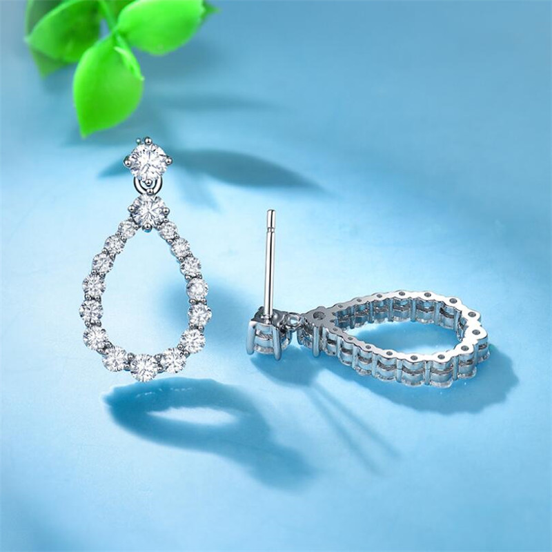 Choucong Brand New Jewelry Sterg Sier Party Water Drop Hollow 5A Cubic Zircon CZ Dia Women Wedding Dangle Earring Gift