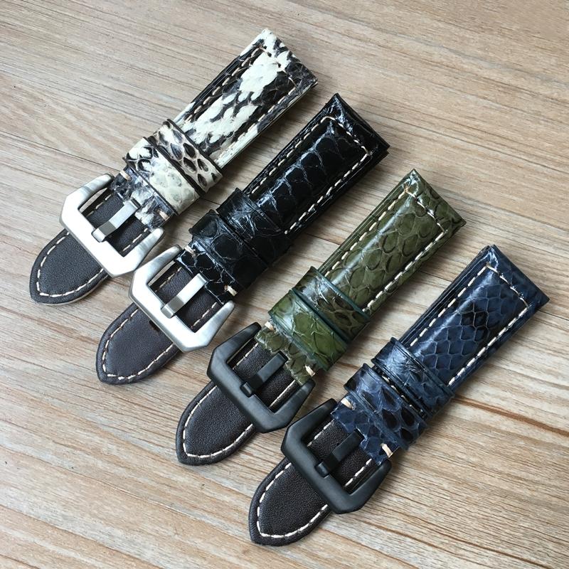 Watch Bands Fashion Handmade 22mm 24mm Green White Black Blue Snake Skin Leather Watchband For PAM Amry Military Strap Bracelet
Watch Bands Fashion Handmade 22mm 24mm Green White Black Blue Snake Skin Leather Watchband For PAM Amry Military Strap Bracelet