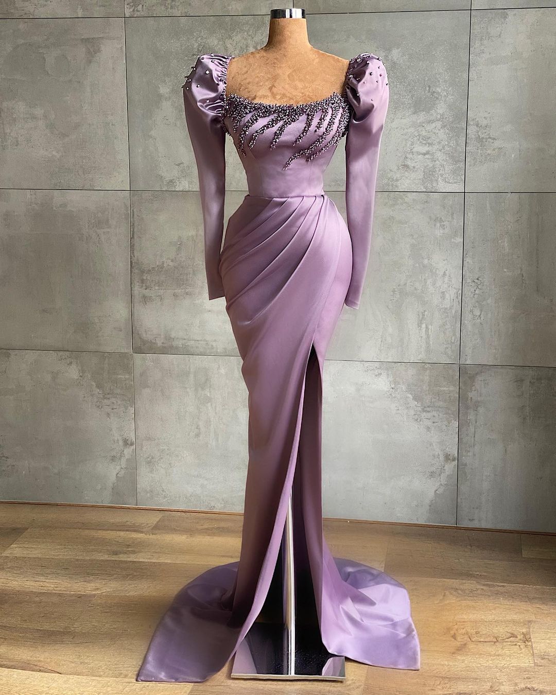 Aso Ebi 2021 Arabic Stylish Beaded Crystals Evening Dresses High Split Prom Dresses Satin Sexy Formal Party Second Reception Gowns ZJ966