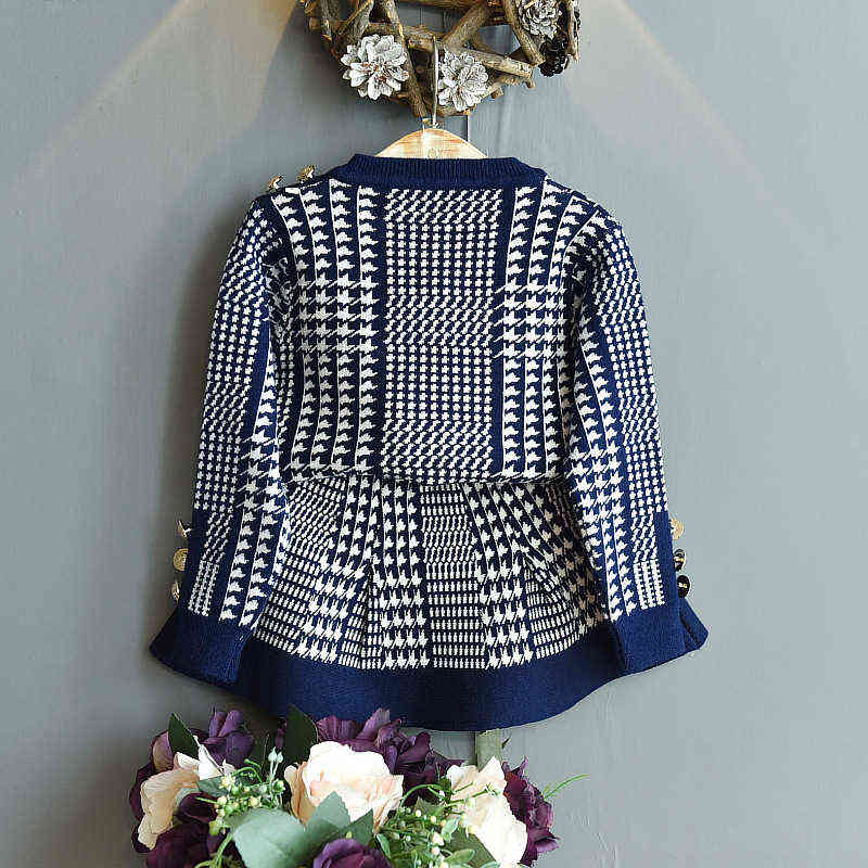 Fall toddler girl sweaters warm knitted shirt suit skirt Korean fashion autumn winter clothes children's two piece set 211104