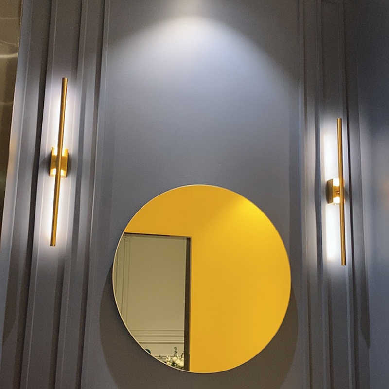 Modern simple linear tube LED wall lamp up down background opposite wall light LED bedside foyer corridor black gold LED sconce 215889021